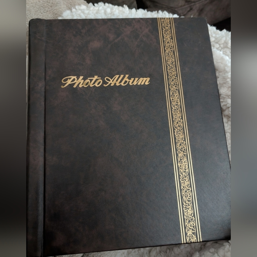 Vintage Faux Leather Photo Album Gold Embossed Unused Wedding Memory Keepsake